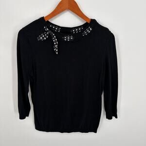 TALBOTS Silk Scarf Neck Sweater in Black // S